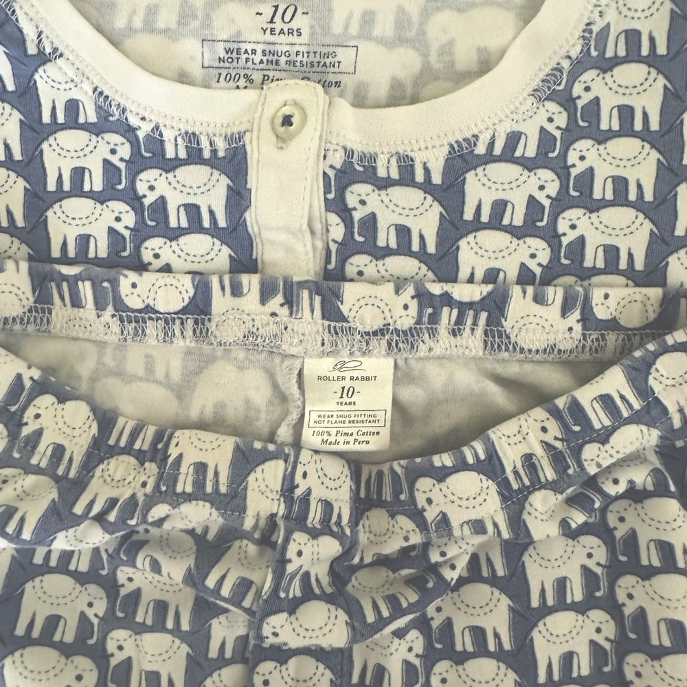 Roller Rabbit Kids Hathi Pajamas Size 10. Color Blue.